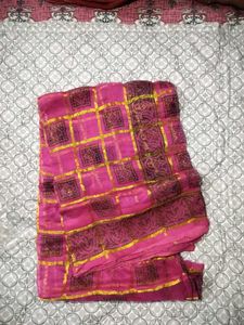 Pink & Gold Accent Saree