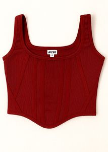 Ribbed Corset Tank Top Size S Ausk + Freebie