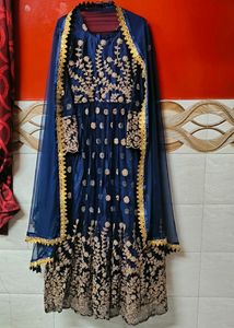 Navy Blue Gown With Duppatta