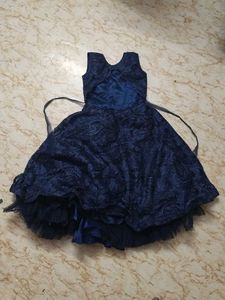 Navy Blue Floral Party Dress