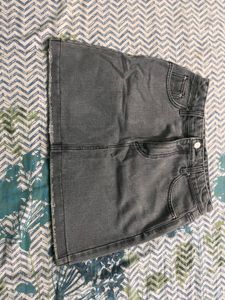 Gray Denim Mini Skirt
