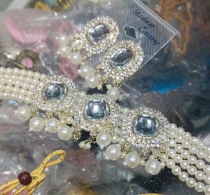 Pearl Choker Necklace &amp; Earring Set