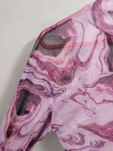 Y2K Marble Print Mesh Top