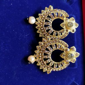 Elegant Chandbali Earrings Gold Plated