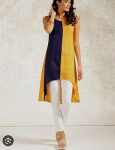 Anouk Color Block Sleeveless asymmetric Kurta