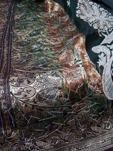 Green  Banaras Embroidered Fabric Heavy Work Saree