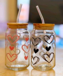 Heart Design Glass Tumblers (Set of 2)