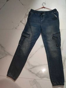 Denim Cargo Joggers