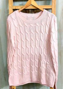 Pink Cable Knit Sweater size-38