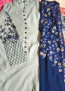 Elegant Blue &amp; Grey Ethnic Gown