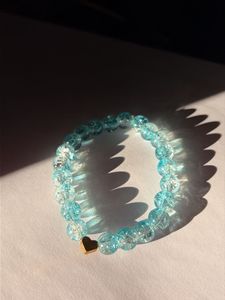 Blue Beaded Heart Bracelet