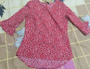 Bright Red Synthetic Semi Formal top