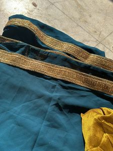 Teal Saree With Unstitched Blouse