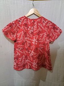 Floral Print Red Top (Women's)