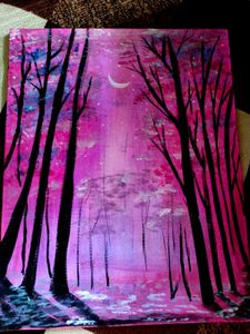 Pink Forest Acrylic Painting