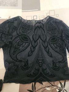 Black Sheer Paisley Top