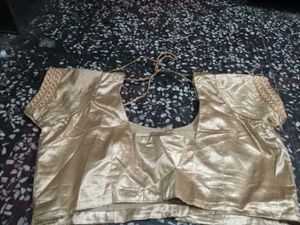 Red Designer Saree With Golden Blouse