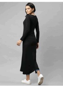 Black Longline Slit Top