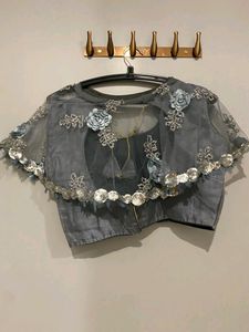 Grey Layered Lehanga With Blouse