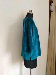 Plus Size Teal Velvet Top