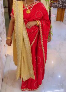 Elegant Red & Gold Saree