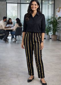 🖤 Black &amp; Gold Power Pants ✨ Day to Night Chic🔥