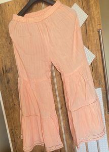 Women Peach Threadwork &amp; Gota Work Kurta Sharara