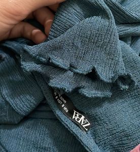 ZARA Teal Blue Fitted Top
