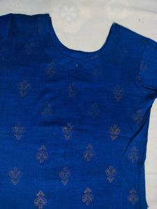 Blue Patterned Short Kurti