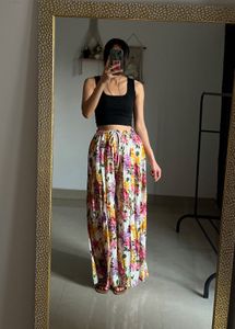 Multi Floral Print Pleated Palazzo