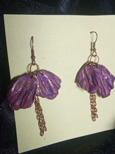 Purple Flower Dangle Earrings