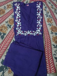 Purple Embroidered Kurta Pant Set