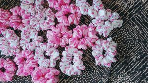 Pink Print Scrunchie..