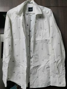 Men's White Shirt with dragonfly embroidery