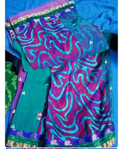 Beautiful Net Saree With Blouse