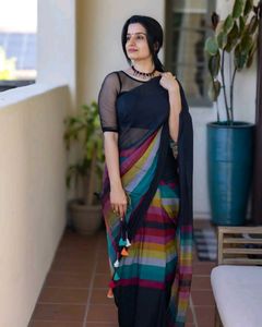 Striped Multicolor Saree- Rainbow saree