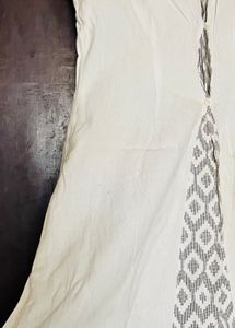 White Dress with Geometric Accent