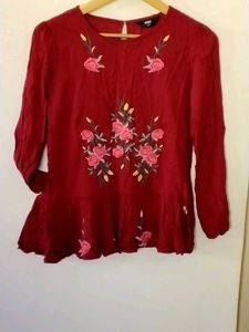 Maroon Floral Top