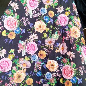 Black Floral Skirt With Top
