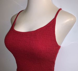 Textured Red Spaghetti Strap Top