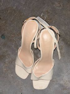 MANGO White Block Heels