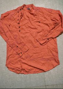 Orange Mandarin Collar Kurta