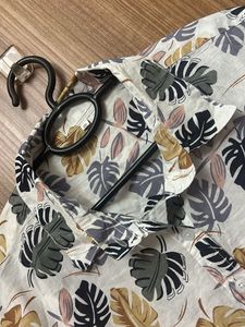 Leaf Print Button-Down Shirt