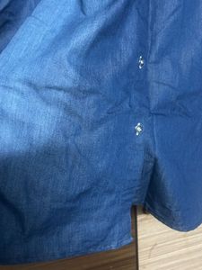 Plus Size Embroidered Denim Shirt Dress