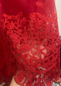 Red Embroidered Saree