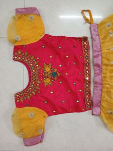 Pink & Yellow Embroidered Blouse