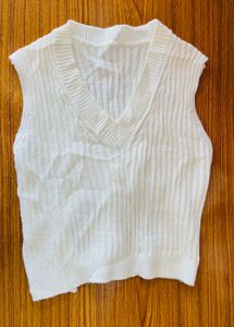 White Knit Vest Top