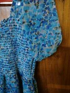 Blue Floral Chiffon Maxi Dress