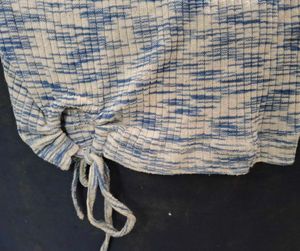 Blue &amp; White Tie-Front T-Shirt