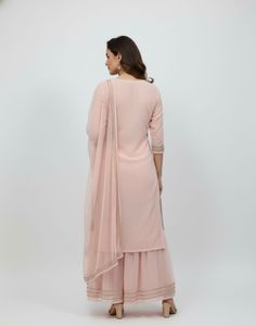 Elegant Blush Pink Georgette Sharara Suit